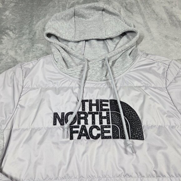 North Face Jacket Womens Large Gray Primaloft Pullover Sweatshirt Hoodie - Picture 2 of 9
